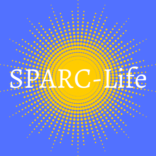 SPARC-Life logo featuring a bright yellow sun design on a blue background